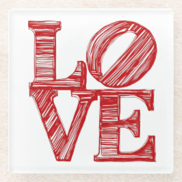 LOVE Glass Coaster , Valentine gift Glass Coasters Glasuntersetzer