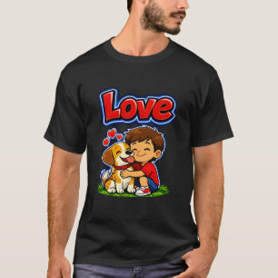 Love Glow – Junge und Hund umarmen sich T-Shirt