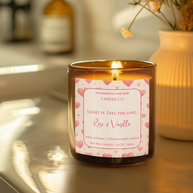 Love Glow Valentine – Romantic Love Candle Label Quadratischer Aufkleber (Von Creator hochgeladen)