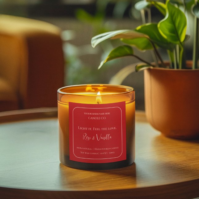Love Glow Valentine – Romantic Love Candle Label Quadratischer Aufkleber (Von Creator hochgeladen)