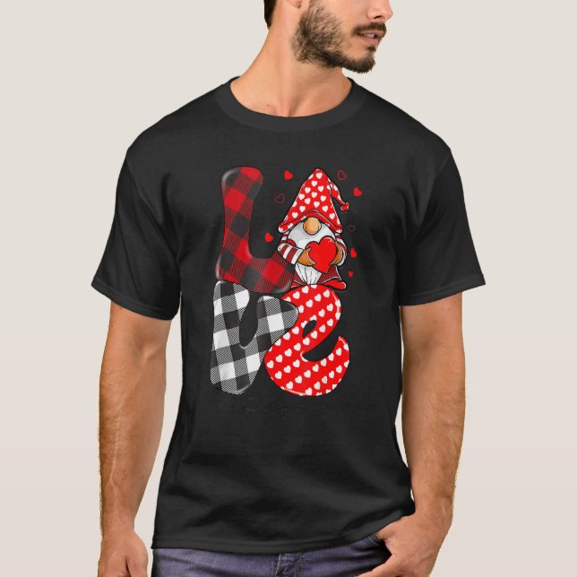 Love Gnome Teacher Squad Happy Valentine Gnome Tea T-Shirt (Vorderseite)