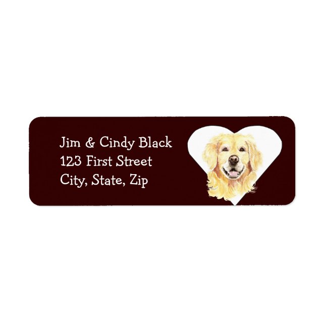 Love Golden Retriever Étiquette de adresse chien (Devant)