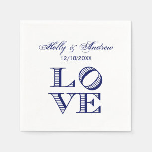 LOVE Grafiktext - Blau Serviette