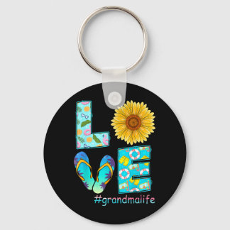 LOVE Grandma Life Flip Flops Hippie Sunflower Schlüsselanhänger