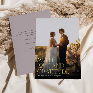 Love & Gratitude Gold Foil Mariage Carte de remerc