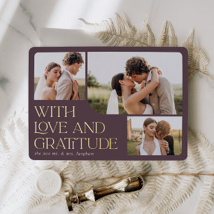 Love & Gratitude Gold Foil Mariage Carte de remerc