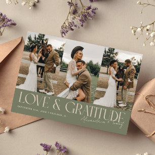 Love & Gratitude Sage Grün Hochzeits-Mehrfachfoto  Dankeskarte