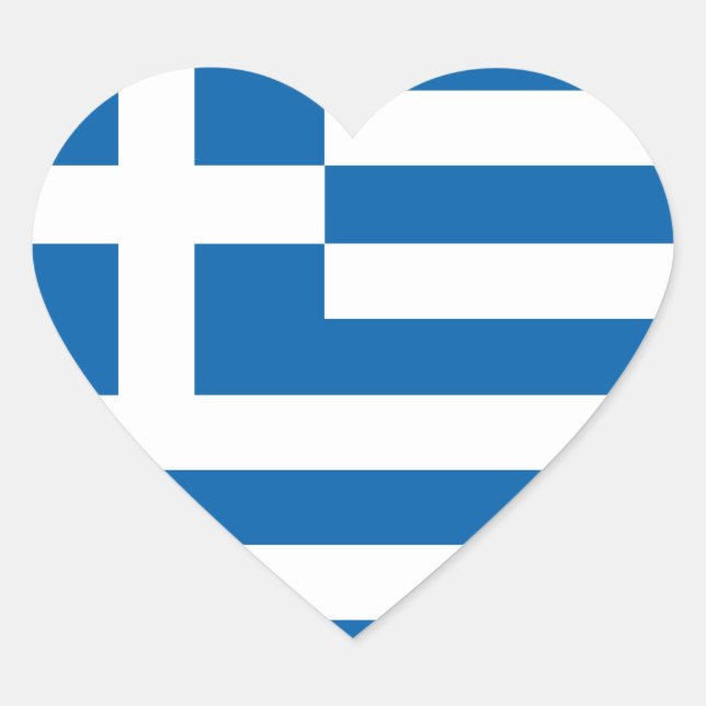 Love Grèce Drapeau, Sticker Coeur Grec (Devant)