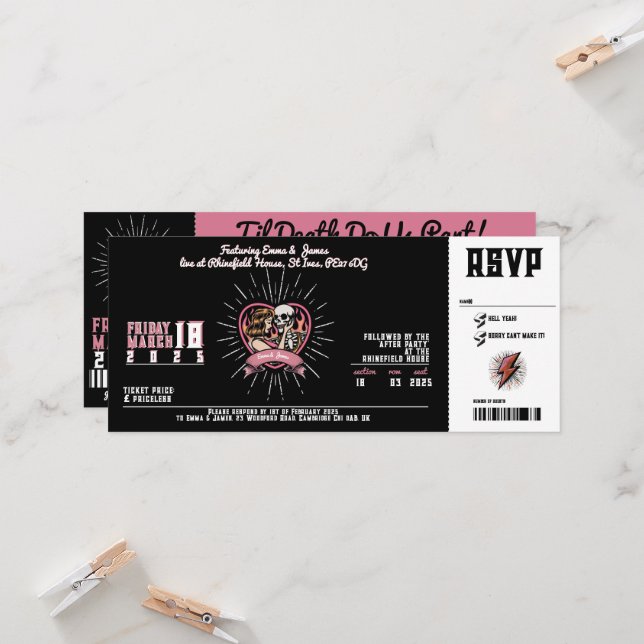 Love Groove Rock and Roll Wedding Invitation Einladung (Vorderseite/Rückseite Beispiel)