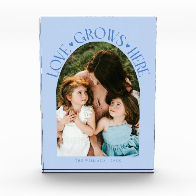 Love Grows Here Modern Arch Icy Blue Fotoblock (Vorderseite)
