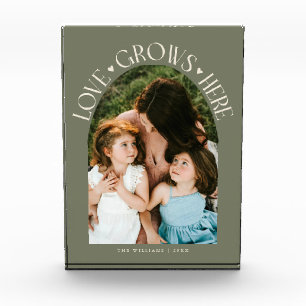 Love Grows Here Moderne Bogen-Weise Hellgrün Fotoblock