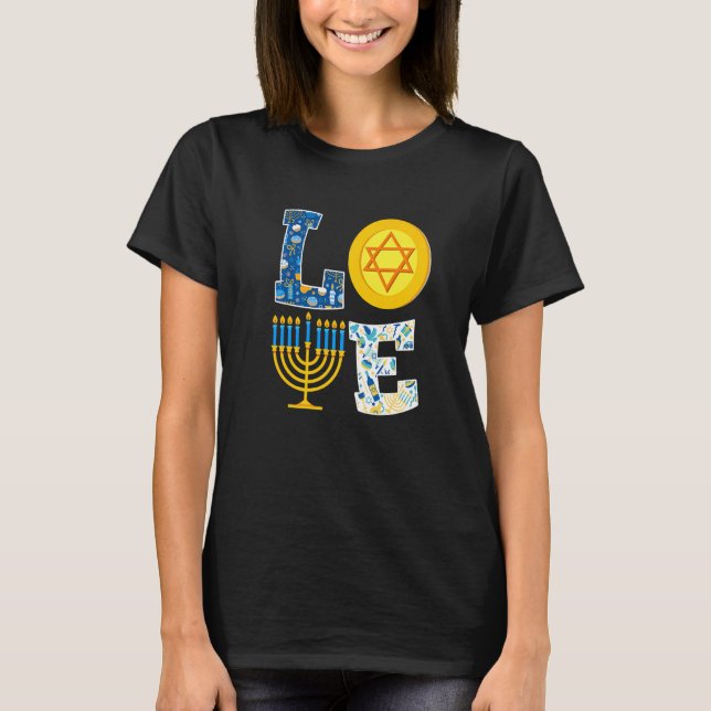 Love Hanukkah  Chanukah Menorah Pajama Matching Fa T-Shirt (Vorderseite)