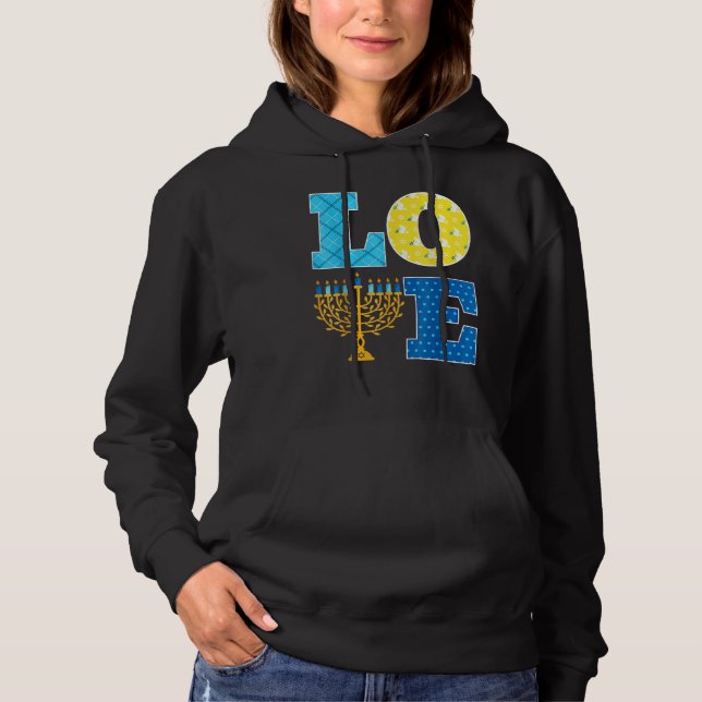 LOVE Hanukkah Decorations Dreidel Menorah Chanukah Hoodie (Vorderseite)