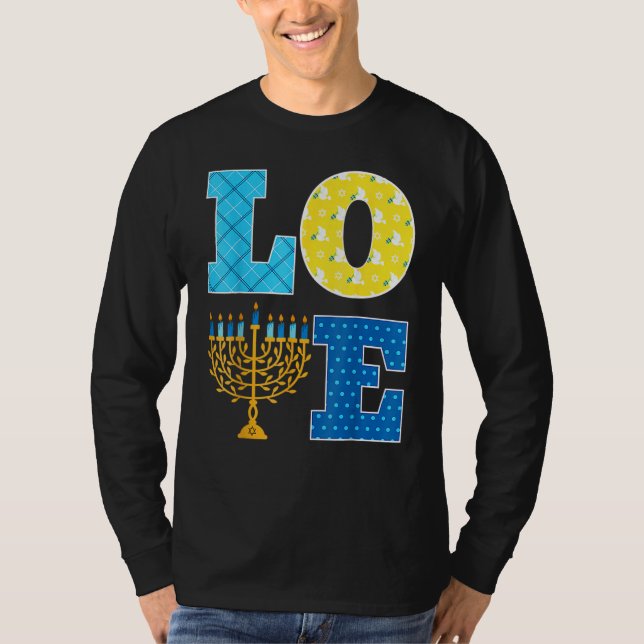 LOVE Hanukkah Decorations Dreidel Menorah Chanukah T-Shirt (Vorderseite)