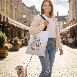 Love Has Paws | Cute Minimalist Dog and Cat Illust Tasche