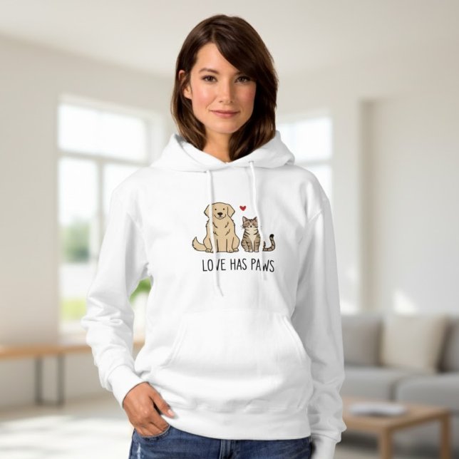 Love Has Paws - Golden Retriever and Cat Adult Pul Hoodie (Von Creator hochgeladen)