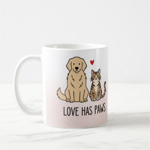Love Has Paws   Süße minimalistische Hund- und Kat Kaffeetasse