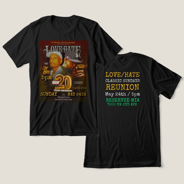 LOVE/HATE CLASSIC SUNDAYS Reunion-T-Shirt Tri-Blend Shirt (Design vorne & hinten)