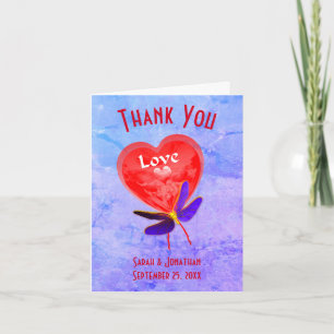 Love Heart Balloon Mariage Carte de remerciements