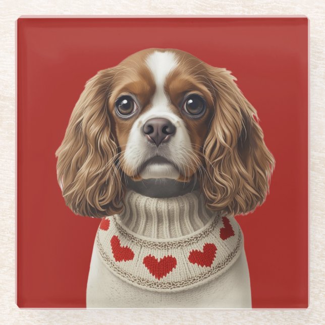 Love Heart cavalier Glasuntersetzer (Vorderseite)