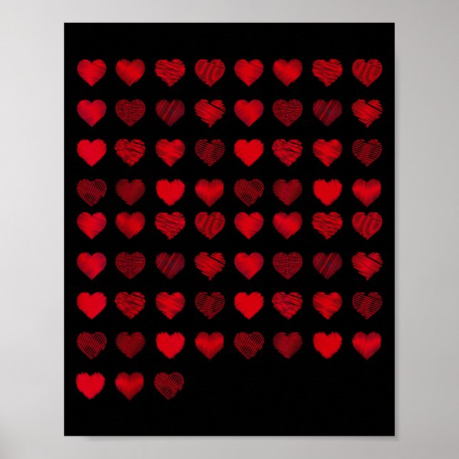 Love Heart Graphic 67 Hearts Pattern 67 Valentines Poster (Vorne)