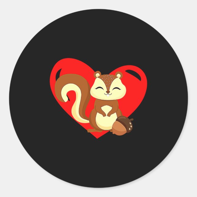 Love Heart Graphic Valentines Day Squirrel Boys K  Runder Aufkleber (Vorderseite)