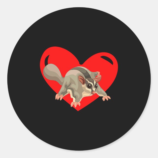 Love Heart Graphic Valentines Day Sugar Glider Bo  Runder Aufkleber (Vorderseite)
