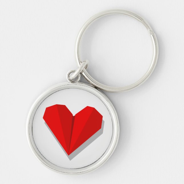 Love Heart Origami Vector Abbildung Schlüsselanhänger (Vorne)