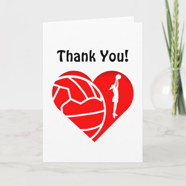 Love Heart Silhouette Netball Thank You Dankeskarte (Vorderseite)