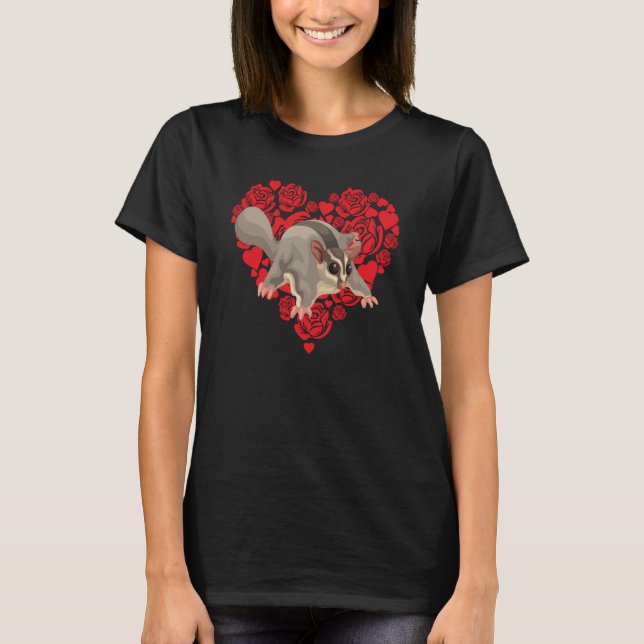 Love Heart Valentine's Day Roses Sugar Glider Boys T-Shirt (Vorderseite)
