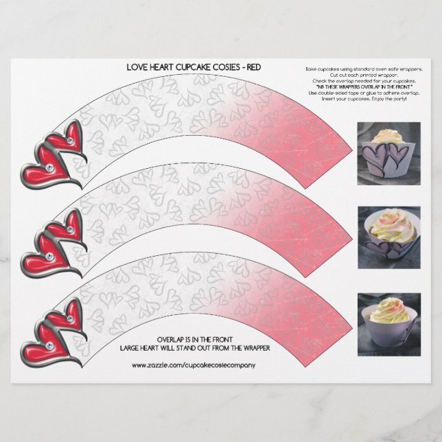 Love Hearts Cupcake Cosie - Rouge (Devant)