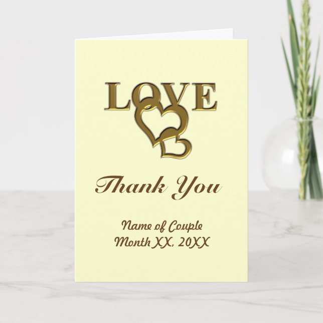 Love Hearts et Red Rose Merci Carte de voeux (Devant)