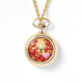 Love Hearts Gold Pendant Watch Armbanduhr
