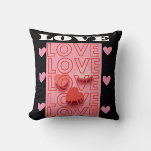 Love Hearts Romantisches Typografie-Design Kissen