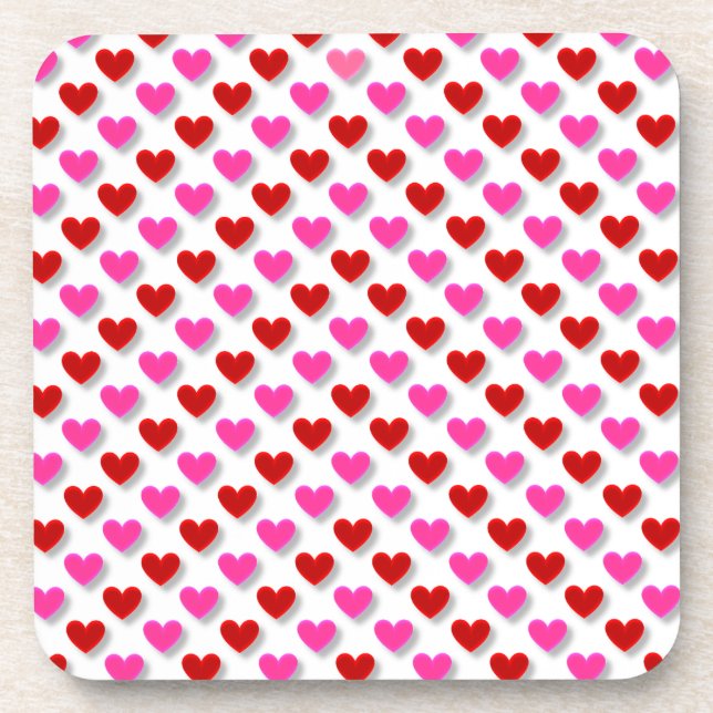 Love Hearts Valentine's Day Pattern Getränkeuntersetzer (Vorderseite)