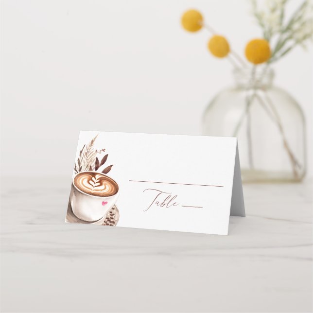 Love her a Latte Coffee Boho Bridal Shower Platzkarte (Vorderseite)