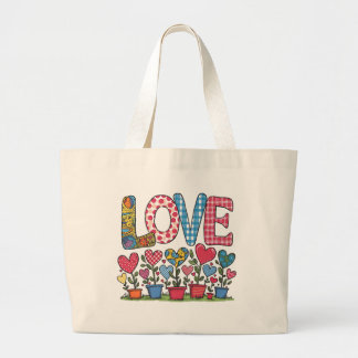 LOVE - Herzblumen Jumbo Stoffbeutel