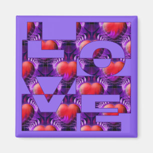 LOVE Herzen lila Magnet