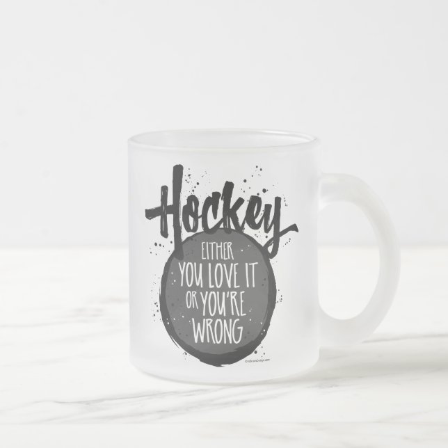 Love Hockey Frosted Glass Coffee Mug (Droit)