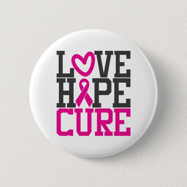 Love Hope Cure | Breast Cancer Awareness Button (Vorderseite)