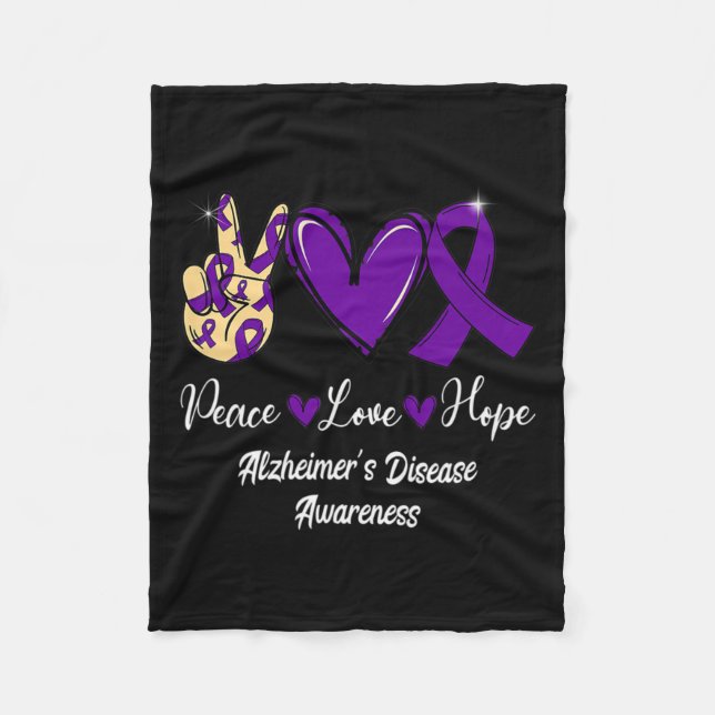 Love Hope Purple Ribbon Alzheimerheimer Disease Aw Fleecedecke (Vorderseite)