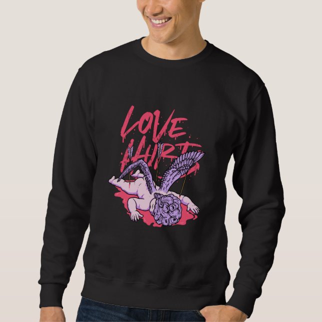 Love Hurts Broken Sad Cupid Valentines Day Emo Bro Sweatshirt (Vorderseite)