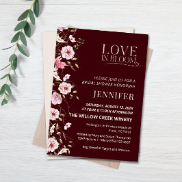 Love in Bloom Burgundy Floral Bridal Shower  Einladung