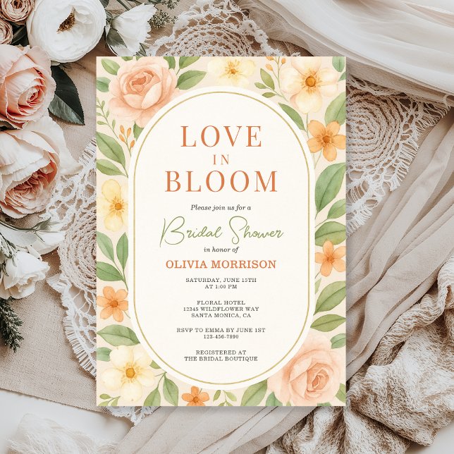 Love in Bloom Floral Botanical Bridal Shower Einladung (Von Creator hochgeladen)