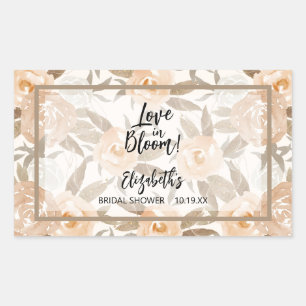 Love in Bloom Rustikale Pfirsich Blumen Rechteckiger Aufkleber