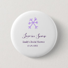 Love in Snow bridal shower purple snowflakes paste Button