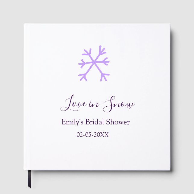 Love in Snow bridal shower purple snowflakes paste Gästebuch (Vorderseite)