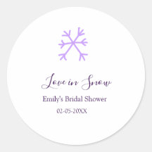 Love in Snow bridal shower purple snowflakes paste