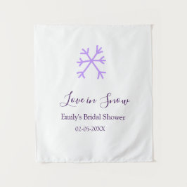 Love in Snow bridal shower purple snowflakes paste Wandteppich