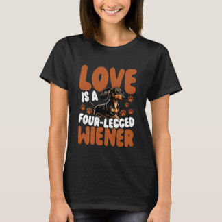 Love is a Four-Legged Wiener Funny Doxie Dachshund T-Shirt
